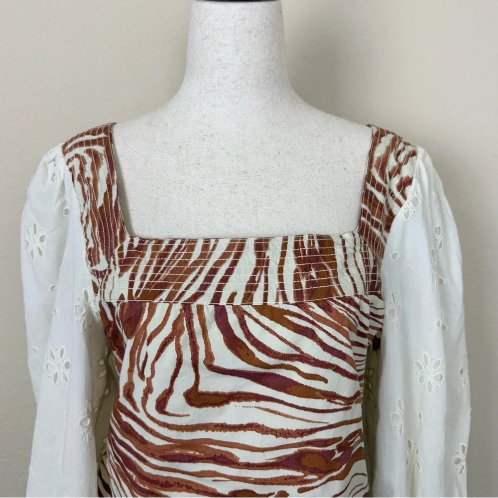 Anthropologie‎ Love The Label Smocked Puff-Sleeve Blouse